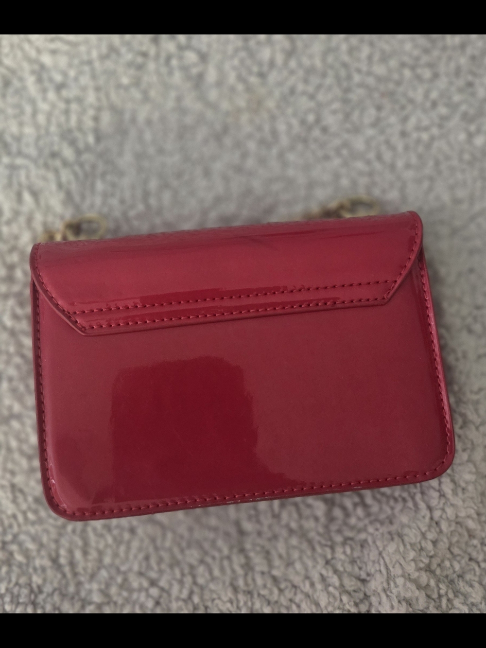 Patent Red Mini Shoulder with Gold Chain Strap
